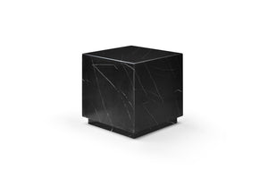 20 Inch Solid Marble Square Block Side Table Elegant Stone Accent for Modern Living Room