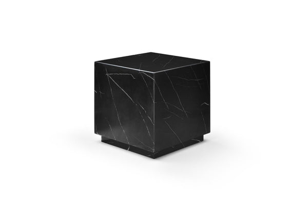 20 Inch Solid Marble Square Block Side Table Elegant Stone Accent for Modern Living Room