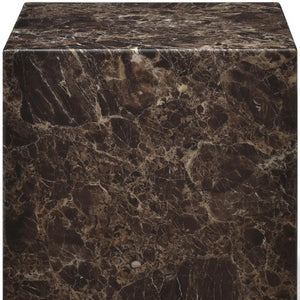 20 Inch Solid Marble Square Block Side Table Elegant Stone Accent for Modern Living Room