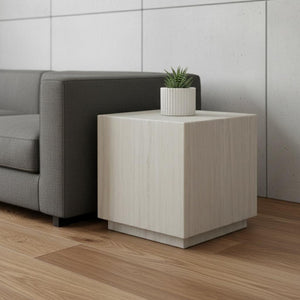 20 Inch Solid Marble Square Block Side Table Elegant Stone Accent for Modern Living Room