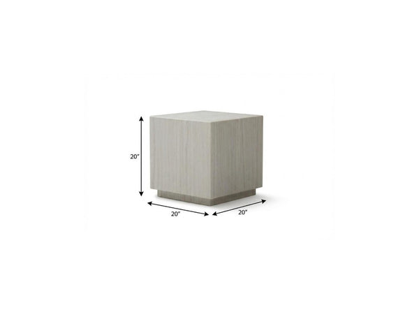 20 Inch Solid Marble Square Block Side Table Elegant Stone Accent for Modern Living Room