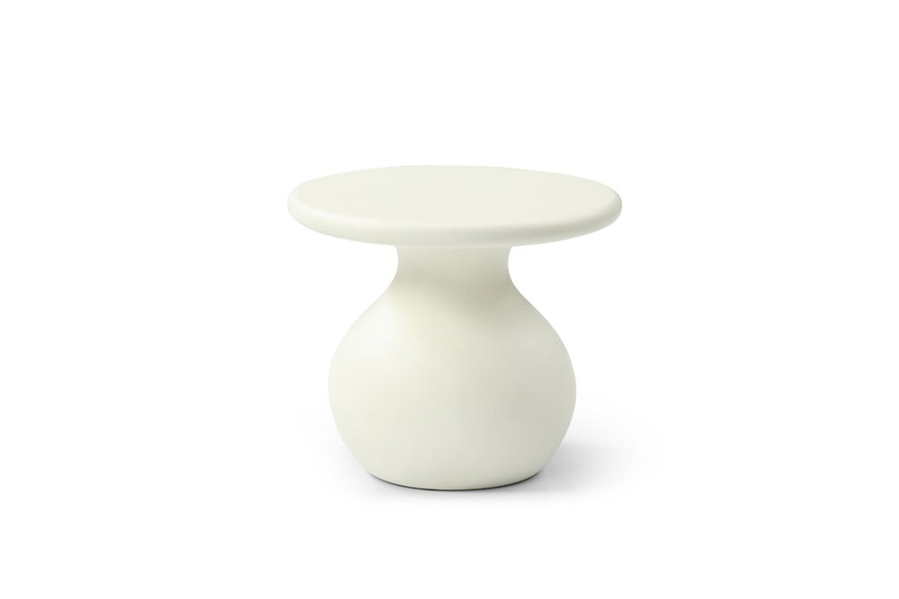 HomeRoots 20 Inch Sculptural Fiberglass Round Accent Table with Curved Pedestal Base for Living Room 719965