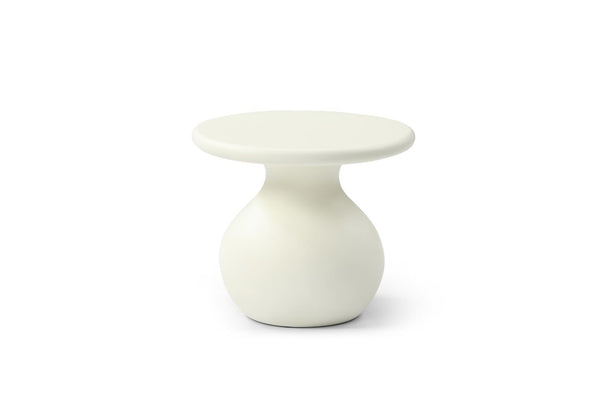HomeRoots 20 Inch Sculptural Fiberglass Round Accent Table with Curved Pedestal Base for Living Room 719965