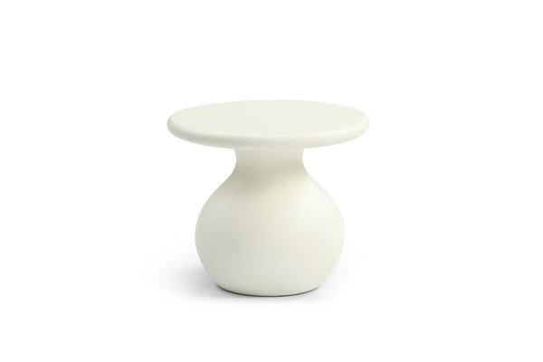 20 Inch Sculptural Fiberglass Round Accent Table with Curved Pedestal Base for Living Room