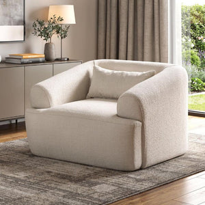42 Inch Boucle Accent Armchair with Included Lumbar Pillow for Modern Living Spaces