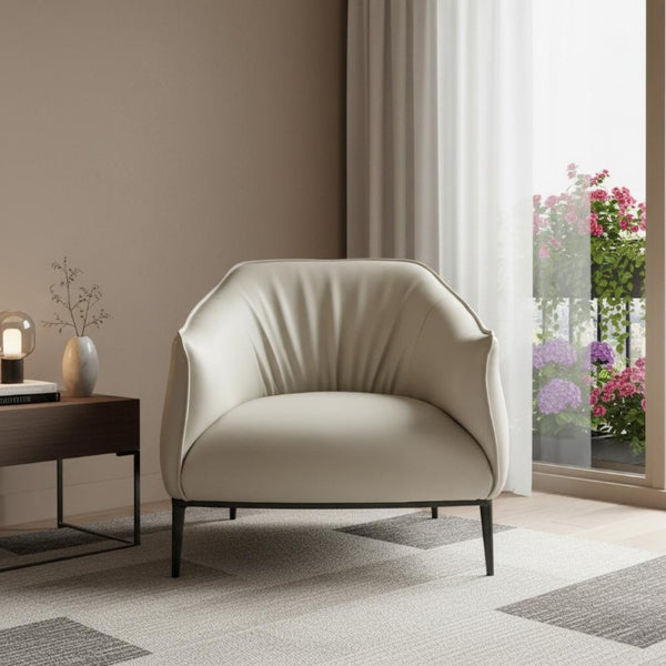 32 Inch Faux Leather Steel Frame Accent Chair Modern Seating for Living Room