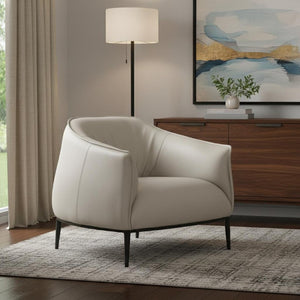 HomeRoots 32 Inch Faux Leather Steel Frame Accent Chair Modern Seating for Living Room 719972