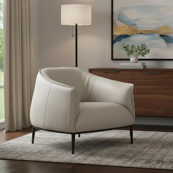 HomeRoots 32 Inch Faux Leather Steel Frame Accent Chair Modern Seating for Living Room 719972
