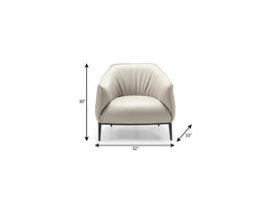 32 Inch Faux Leather Steel Frame Accent Chair Modern Seating for Living Room