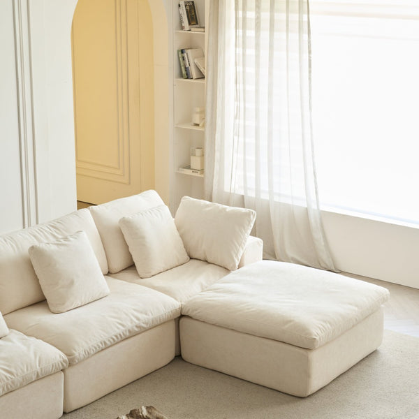 English Elm H-022-not Sherpa Armless Modular Sofa Seat High Density Foam Flexible Living Room Unit W3622P346258