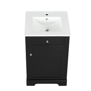 English Elm 20" Modern Bathroom Vanity With Soft-Close Door, Adjustable Shelf, Ceramic Sink, Compact Storage Solution N725P351848B