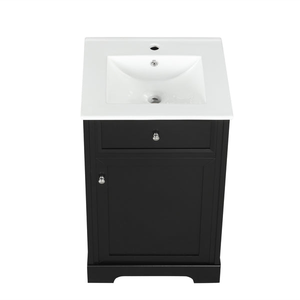 English Elm 20" Modern Bathroom Vanity With Soft-Close Door, Adjustable Shelf, Ceramic Sink, Compact Storage Solution N725P351848B