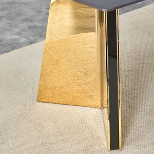 English Elm 63"x31.5x30" Marble Slab Rectangular Dining Table with Sculptural Butterfly Stainless Legs Black,Gold W1151S04617