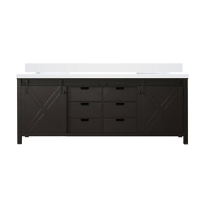 English Elm Brown Double Bath Vanity 84" x 22" with White Quartz Countertop, Solid Wood, Soft-Close Drawers, Ample Storage B2731P260088
