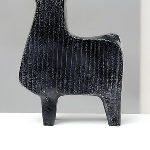 English Elm Black Ribbed Llama Sculpture – Modern Aluminum Table Décor For Playful Elegance In Any Space! B346P336912