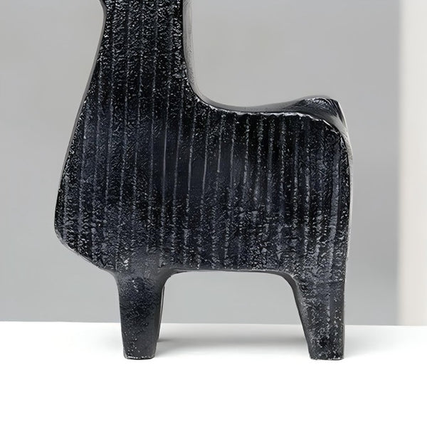 English Elm Black Ribbed Llama Sculpture – Modern Aluminum Table Décor For Playful Elegance In Any Space! B346P336912