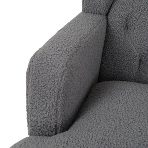 English Elm Christopher Knight Home® - Upholstered Teddy Fleece Armchair with Tufted Back, Contemporary Cozy Accent Seat for Living Room DARK GREY N763P193158R