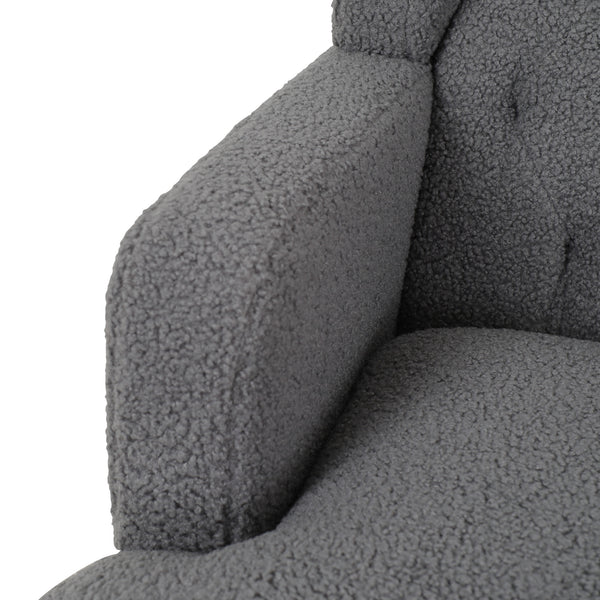 English Elm Christopher Knight Home® - Upholstered Teddy Fleece Armchair with Tufted Back, Contemporary Cozy Accent Seat for Living Room DARK GREY N763P193158R