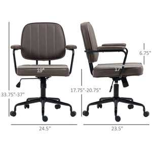 English Elm Vinsetto Light Brown Microfiber Office Chair With Adjustable Height, Tilt Function & Swivel Wheels W2225P217511-GIGA