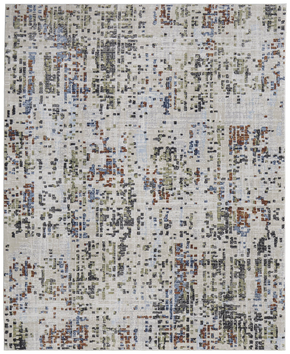 Feizy Rugs Sonora Abstract Watercolor Low Pile Rug – Modern Geometric Design, Durable & Easy-care Home Decor Ivory,Green,Blue Polypropylene,Polyester,Viscose Snr39nvfivymlth04