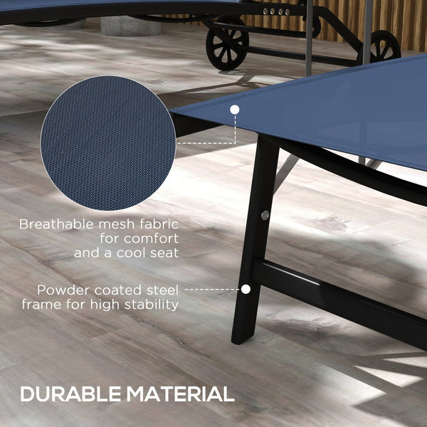 English Elm Outsunny 2-Piece Chaise Lounge Set With Wheels, 5 Adjustable Positions For Pool, Beach, And Patio Comfort W2225P174096-GIGA