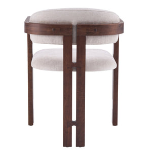 English Elm Indoor Solid Wood Round Back Dining Chairs Cushioned Beige Upholstered Set of Two Walnut N772P411377W