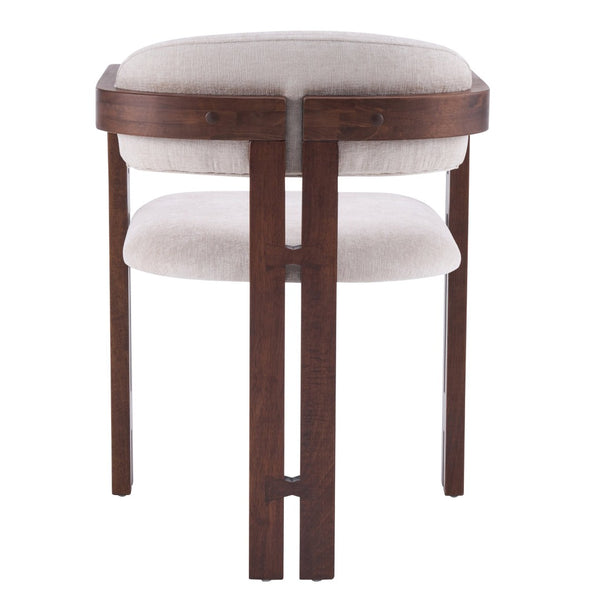 English Elm Indoor Solid Wood Round Back Dining Chairs Cushioned Beige Upholstered Set of Two Walnut N772P411377W