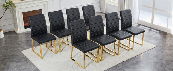 English Elm 6-pack Pu Leather Dining Chairs with Iron Frame and Thick Foam Cushion for Home or Office W2920S00103