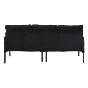 English Elm United We Win Corduroy Loveseat Plush Ergonomic Sofa with Spring Support Metal Legs Black W1568P410053