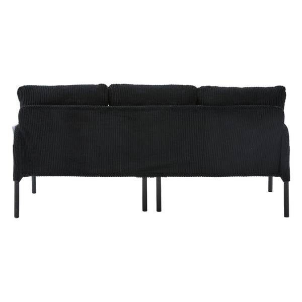 English Elm United We Win Corduroy Loveseat Plush Ergonomic Sofa with Spring Support Metal Legs Black W1568P410053