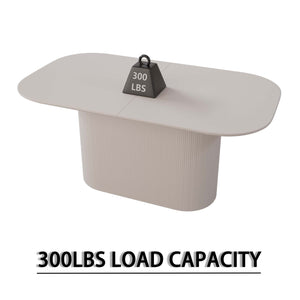 English Elm 63 Elegant MDF Dining Table with Carved Round Legs, Stain‑Resistant Surface, Seats 4‑8, Modern Appeal Cream W2189S00650