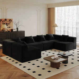 English Elm Modular Corduroy Sectional Sofa Deep Memory Foam Floor Lounge for Living Room W3434S00028