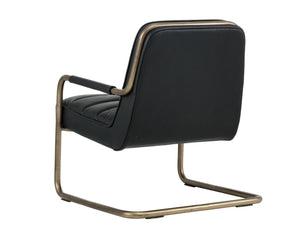Sunpan Lincoln Lounge Chair – Retro-Inspired Design with Rustic Bronze Frame for Elegant Living Spaces Vintage Black
