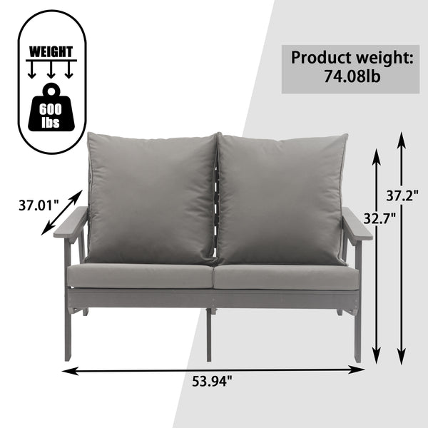 English Elm Patio Wood-Style Outdoor Loveseat Sofa 2-Seater Gray – Weatherproof HIPS Frame, Olefin Cushions, UV-Resistant Comfort T3609P352398