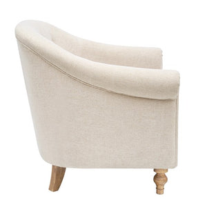 English Elm Tufted Martha Stewart Fayette Accent Chair — Rolled Arms, Button Tufting, Reclaimed Wood Legs, Removable Cushion, Durable Comfort B035129474