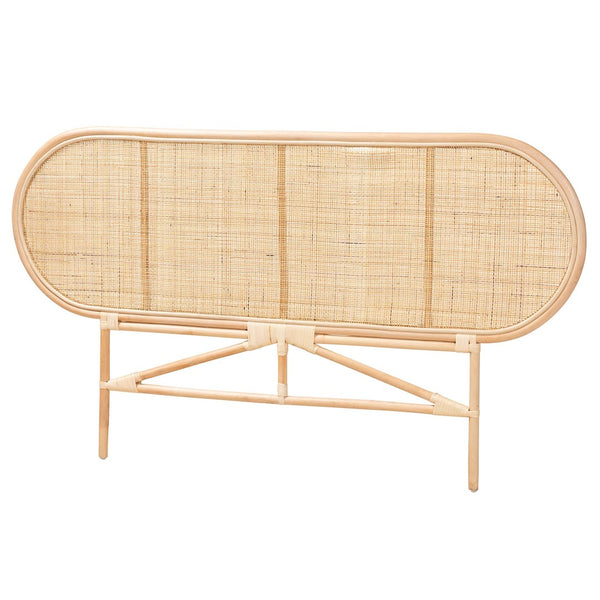 English Elm Modern Woven Rattan Freestanding Queen Headboard Bohemian Coastal Bedroom Accent Brown B2750P467664