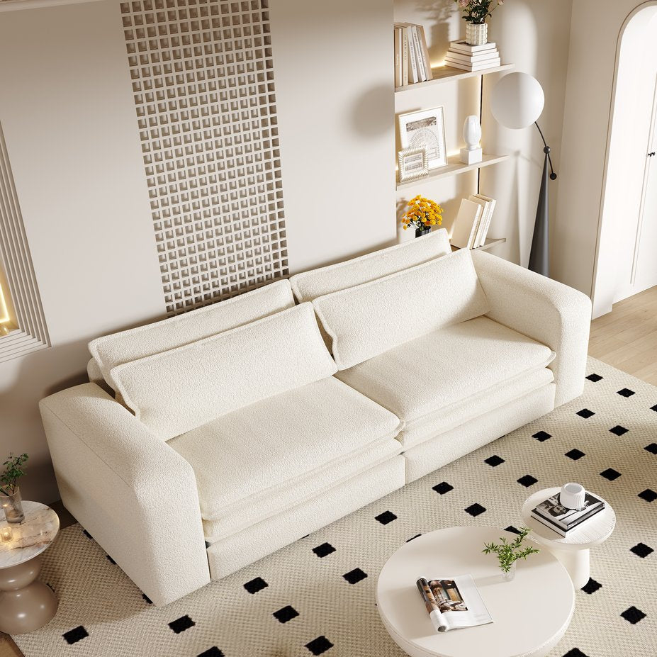 English Elm 93" King Size Sleeper Sofa Bed - 3-In-1 Convertible Sofa With Chaise & Lumbar Pillows In Beige/White W1885S00235