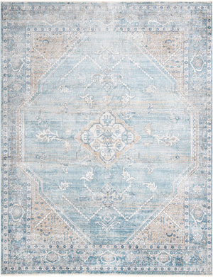 Unique Loom Newport Ochre Machine Made Border Rug Blue, Light Brown/Light Blue 7' 10" x 10' 2"