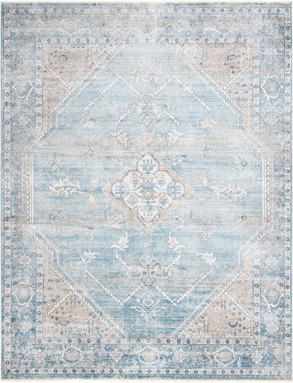 Unique Loom Newport Ochre Machine Made Border Rug Blue, Light Brown/Light Blue 7' 10" x 10' 2"