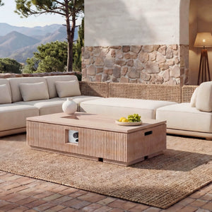 English Elm Outdoor Rectangular Mgo Concrete Fire Pit 50000 Btu Propane Patio Focal Point N772P409036T