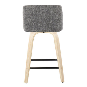 English Elm Toriano 24" Swivel Counter Stool Set Of 2 - Modern Grey Noise Fabric & Natural Wood With Metal Footrest B202S00120-GIGA