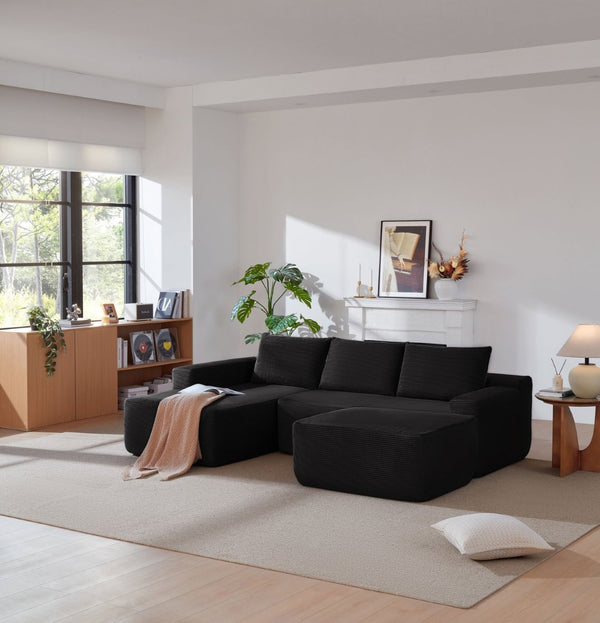 English Elm 105.7"cloud Modular U-shaped Sectional Deep Seat Corduroy Sofa for Living Room W3975S00020