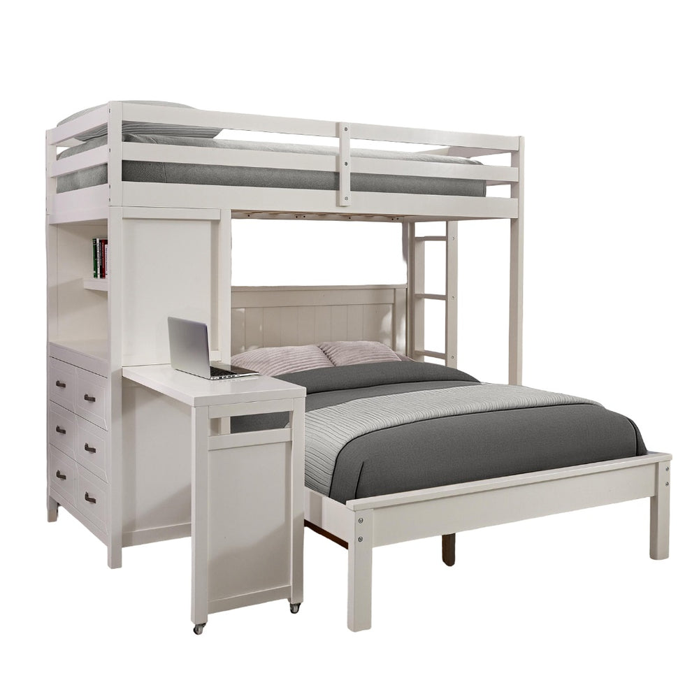 English Elm Contemporary Twin Over Full Bunk Bed With Integrated Storage, Desk & Ladder – Space-Saving Design B2741S00697