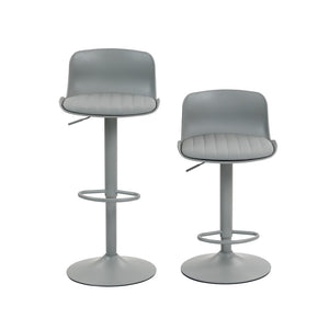 English Elm Bar Stools Set of 2 Adjustable Swivel Pu Leather Kitchen Island Seating with Back Gray W676P358681