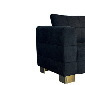 English Elm Fx-p54-1s-be2 Plush Accent Chair with Gold Legs Mid-century Modern Living Room Seat Black W576S00209