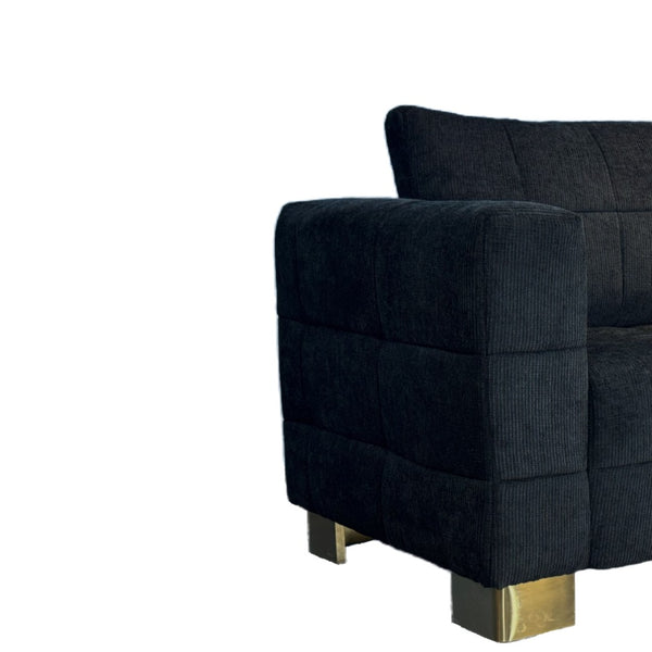 English Elm Fx-p54-1s-be2 Plush Accent Chair with Gold Legs Mid-century Modern Living Room Seat Black W576S00209
