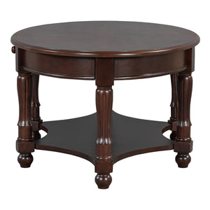English Elm Vintage Oval Coffee Table With Drawer And Open Shelves, French Country Style Accent Table In Walnut N735P277388D-GIGA