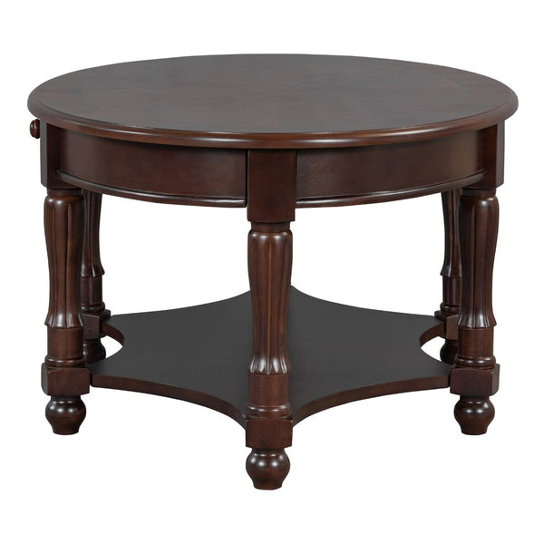English Elm Vintage Oval Coffee Table With Drawer And Open Shelves, French Country Style Accent Table In Walnut N735P277388D-GIGA