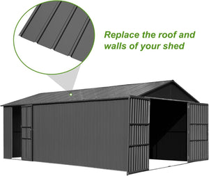 English Elm 20pcs Corrugated Galvanized Steel Roofing Panels Weatherproof Kit for Sheds Pergolas W1859P471100