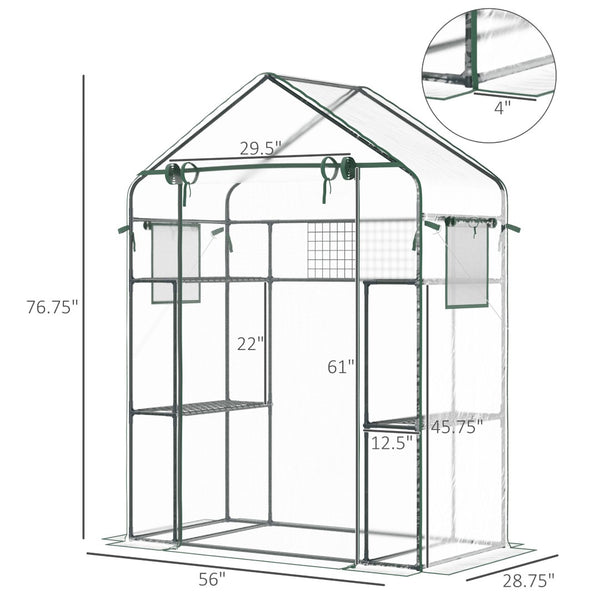 English Elm Outsunny Walk-in Portable Garden Greenhouse 6 Shelf Trellis Mesh Vent Cover W2225P229759